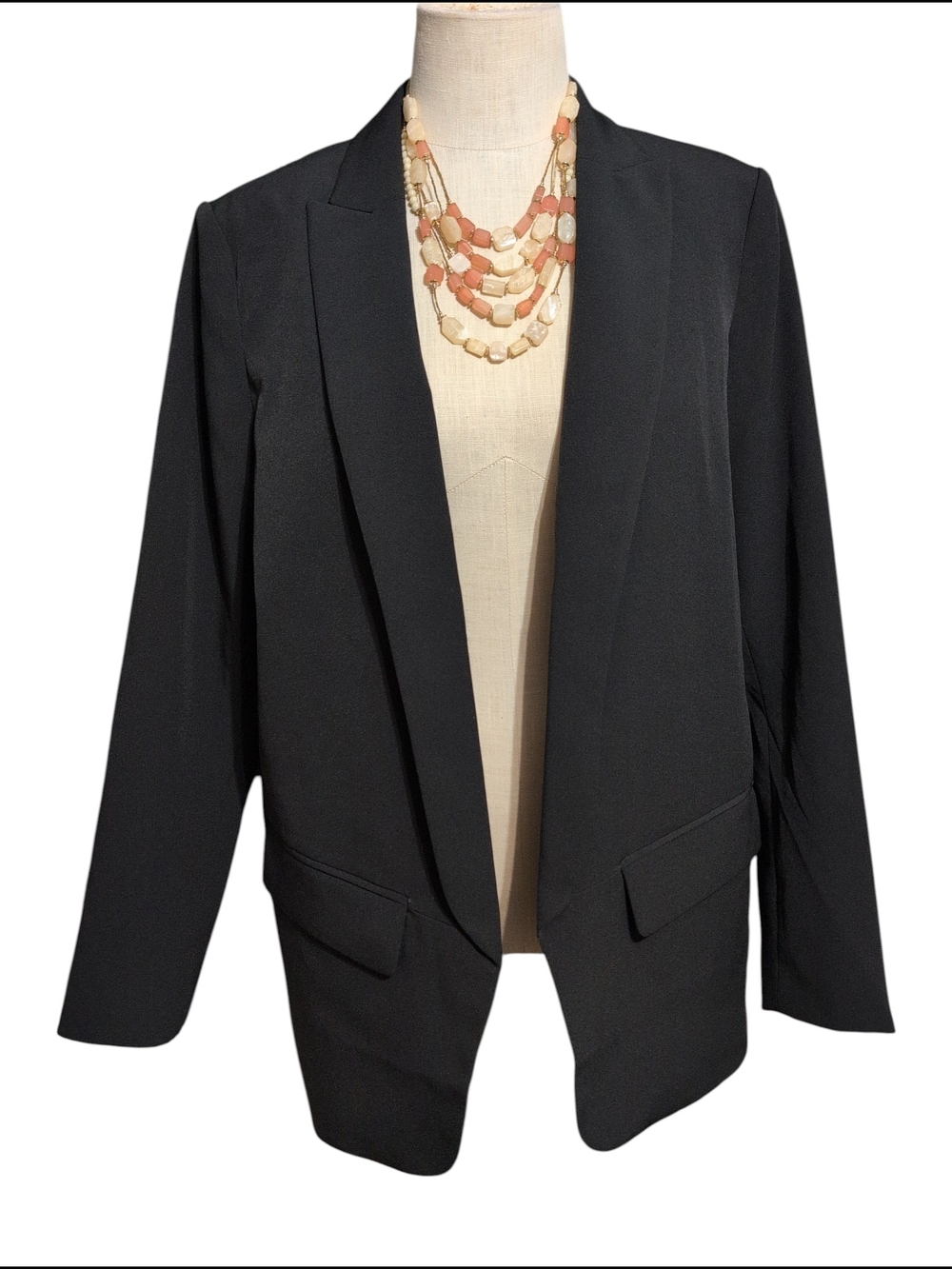 Nwt $185 White House Black Market Black Open-Front Blazer Relaxed Blazigan 14